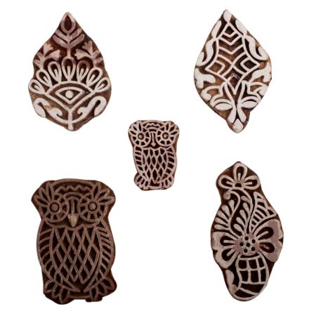 Set of 5 Piece New Mix Wooden Printing Blocks